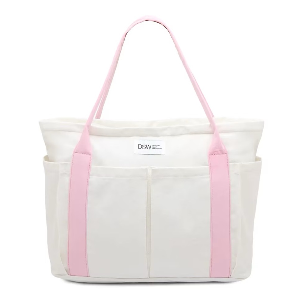 DSW Cream and Pink Tote Bag